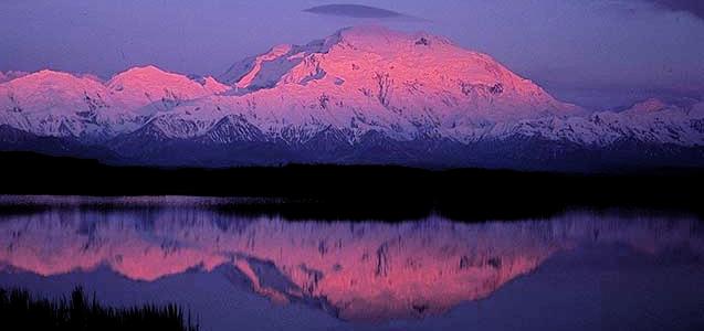 Sunset Dawn Lake Reflection Alaska Denali